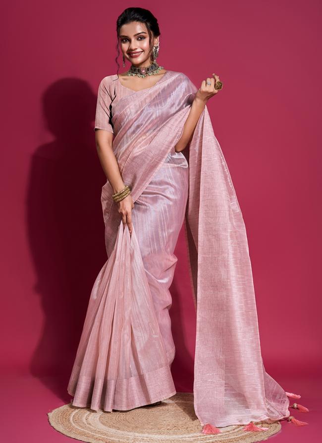 Dense Woven Organza  Pink Party Wear Weaving Saree